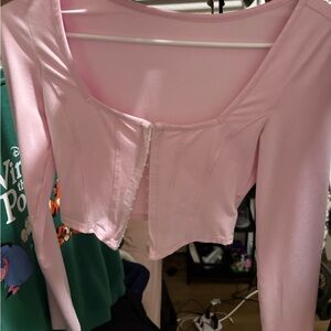 SHEIN Light Pink Long Sleeve Crop Top